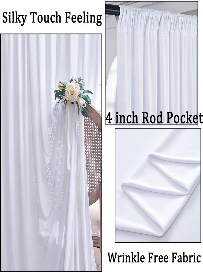 NSSONBEN 10x10 ft Wrinkle Free White Backdrop Curtains for Parties, Polyester Photo Backdrop Drapes 2 Panels 5x10ft for Wedding Birthday Party Photography Background - Image 2