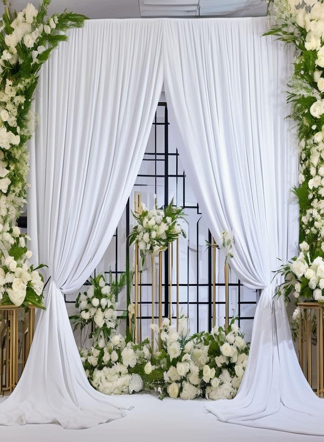 NSSONBEN 10x10 ft Wrinkle Free White Backdrop Curtains for Parties, Polyester Photo Backdrop Drapes 2 Panels 5x10ft for Wedding Birthday Party Photography Background - Image 4