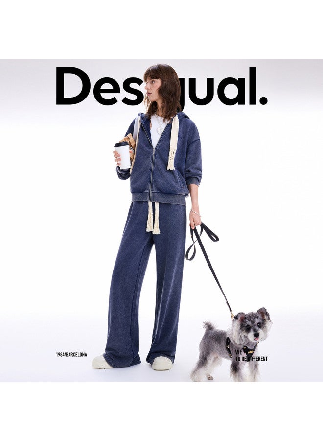 DESIGUAL 25 Autumn/Winter New Washed Color-Block Triangle Stitch Embroidered Women'S Casual Pants - Image 5