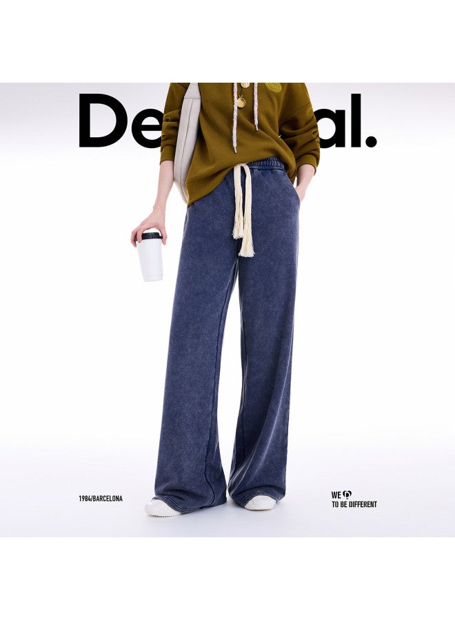 DESIGUAL 25 Autumn/Winter New Washed Color-Block Triangle Stitch Embroidered Women'S Casual Pants - Image 2