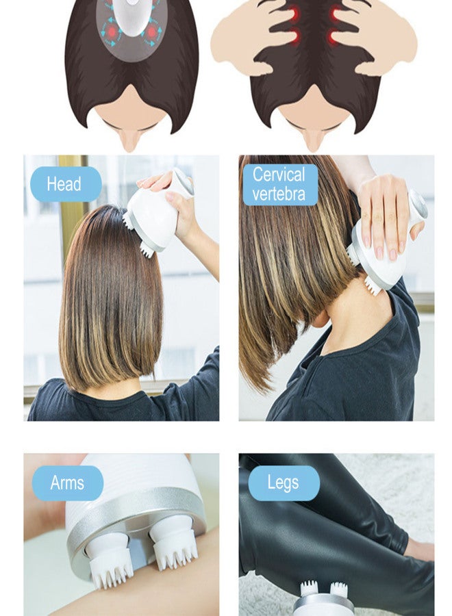 USB Cordless Electric Scalp Head Massager Handheld Scratcher 4 Heads Kneading for Muscles Back Shoulder Calf Pain - Image 5