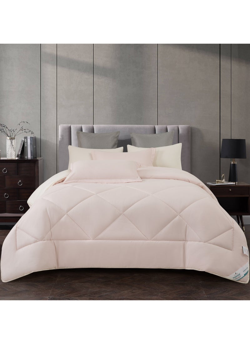 Donetella - Comforter Set 4-Pcs Twin Size All Season Reversible Diamond Quilted Bed Fits(140X200 cm) With 350 GSM Down Alternative Filling, Ivory - Image 1