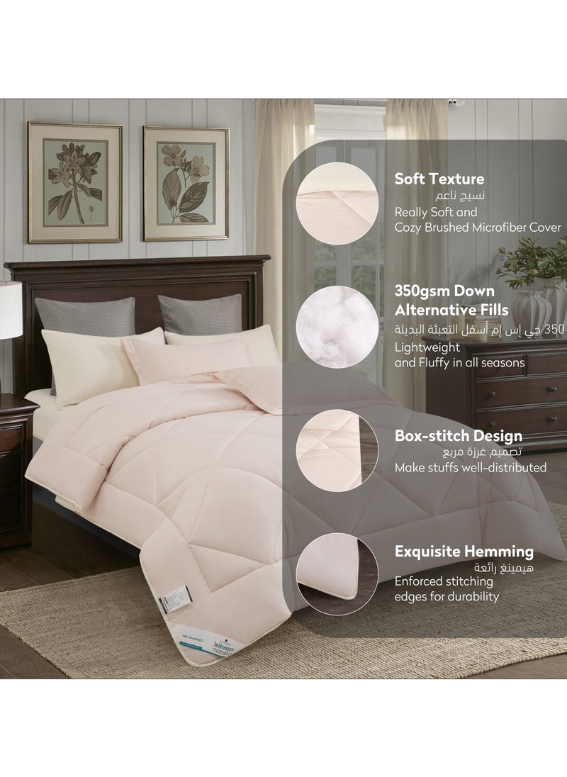 Donetella - Comforter Set 4-Pcs Twin Size All Season Reversible Diamond Quilted Bed Fits(140X200 cm) With 350 GSM Down Alternative Filling, Ivory - Image 1
