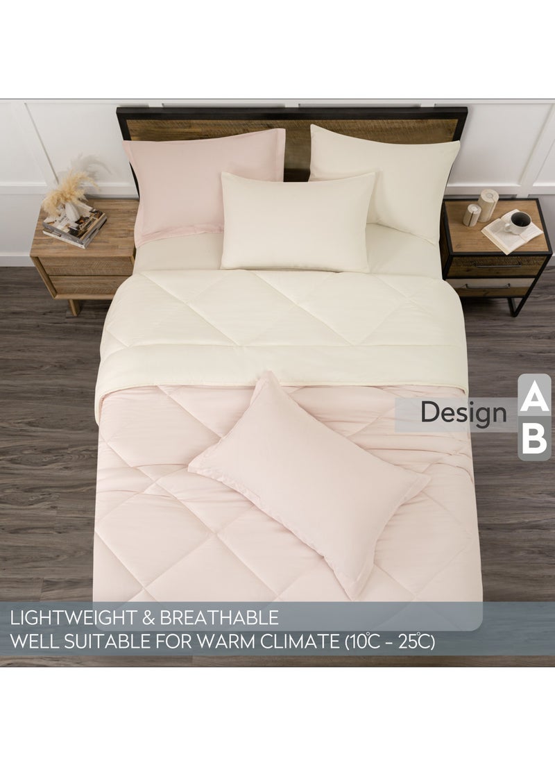 Donetella - Comforter Set 4-Pcs Twin Size All Season Reversible Diamond Quilted Bed Fits(140X200 cm) With 350 GSM Down Alternative Filling, Ivory - Image 1