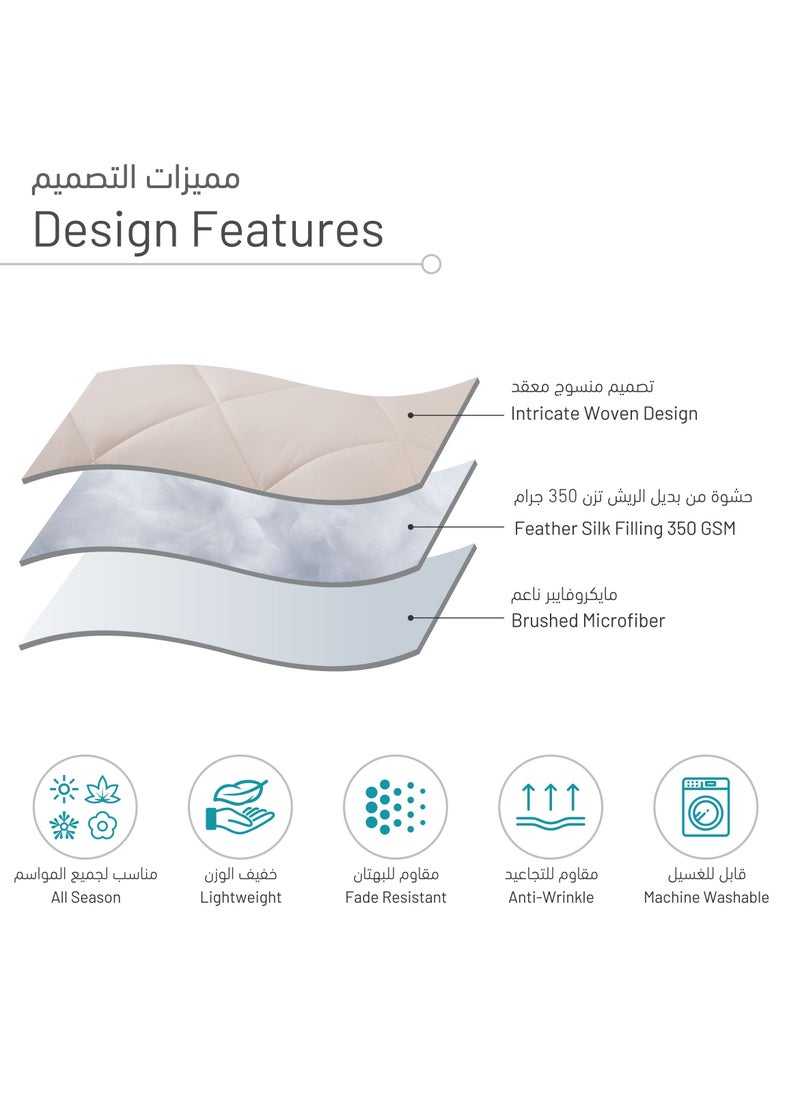 Donetella - Comforter Set 4-Pcs Twin Size All Season Reversible Diamond Quilted Bed Fits(140X200 cm) With 350 GSM Down Alternative Filling, Ivory - Image 1