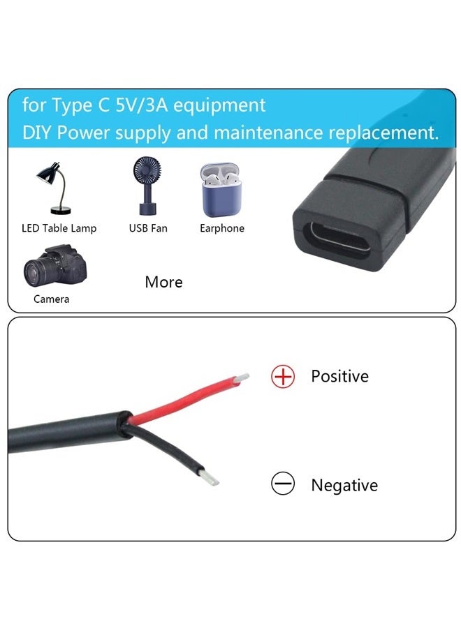 Maixbomr Short USB C to 2 Pin Bare Wire Open End Cable,9inch 25cm 5V/3A USB Type C Female Plug Pigtail Power Wire,for and USB C Equipment Installed or Replacement Repair DIY Cable(4Pcs) - Image 3
