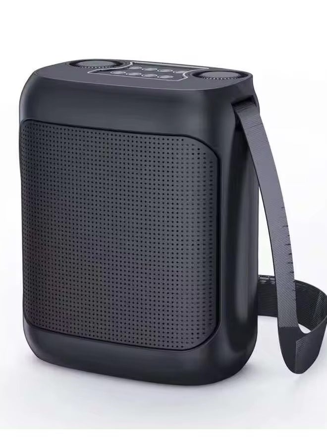 يس YS-220 مكبر صوت كاريوكي خارجي مزود بحزام كبير مع ميكروفون لاسلكي مزدوج UHF باللون الأسود  - Image 1