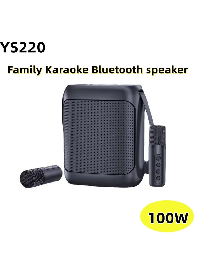 يس YS-220 مكبر صوت كاريوكي خارجي مزود بحزام كبير مع ميكروفون لاسلكي مزدوج UHF باللون الأسود  - Image 3