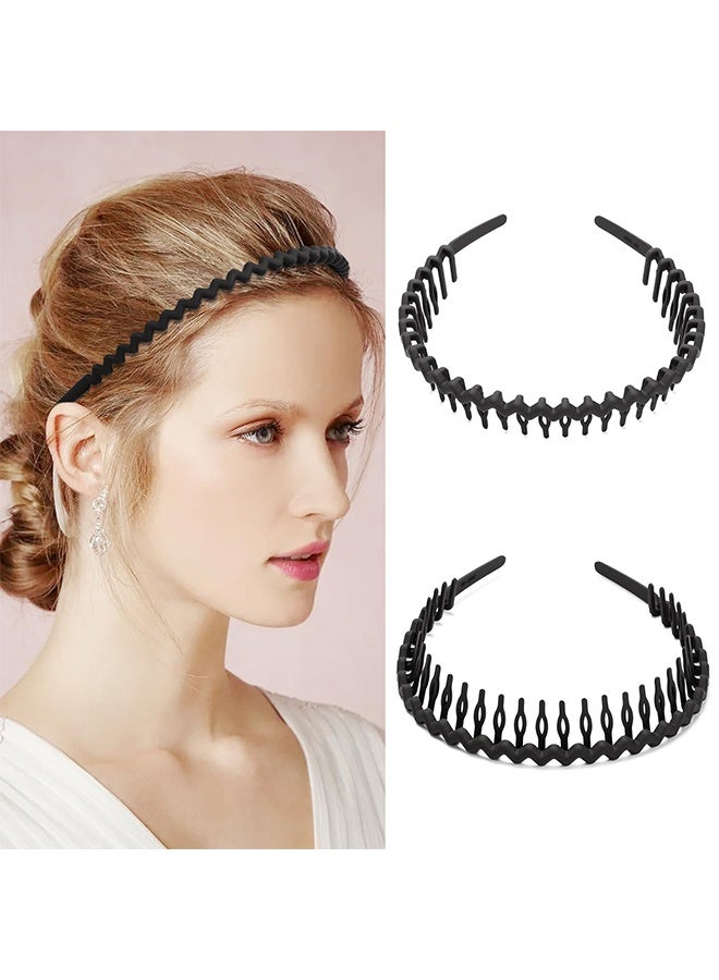 HY 5 Pcs Matte Headbands for Women, Fashion Non Slip Headbands with Teeth, Wide Hair band Hair Accessories for Women and Girls (Black) - Image 4