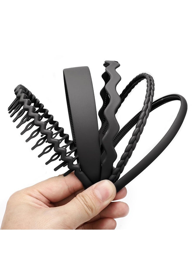 HY 5 Pcs Matte Headbands for Women, Fashion Non Slip Headbands with Teeth, Wide Hair band Hair Accessories for Women and Girls (Black) - Image 2