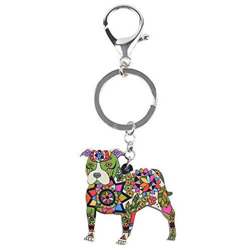 BONSNY Acrylic Pit Bull Dog Key Chains Keyrings for Women Gifts Teens Kids Car Purse Handbag Charm Jewelry (Green) - Image 3