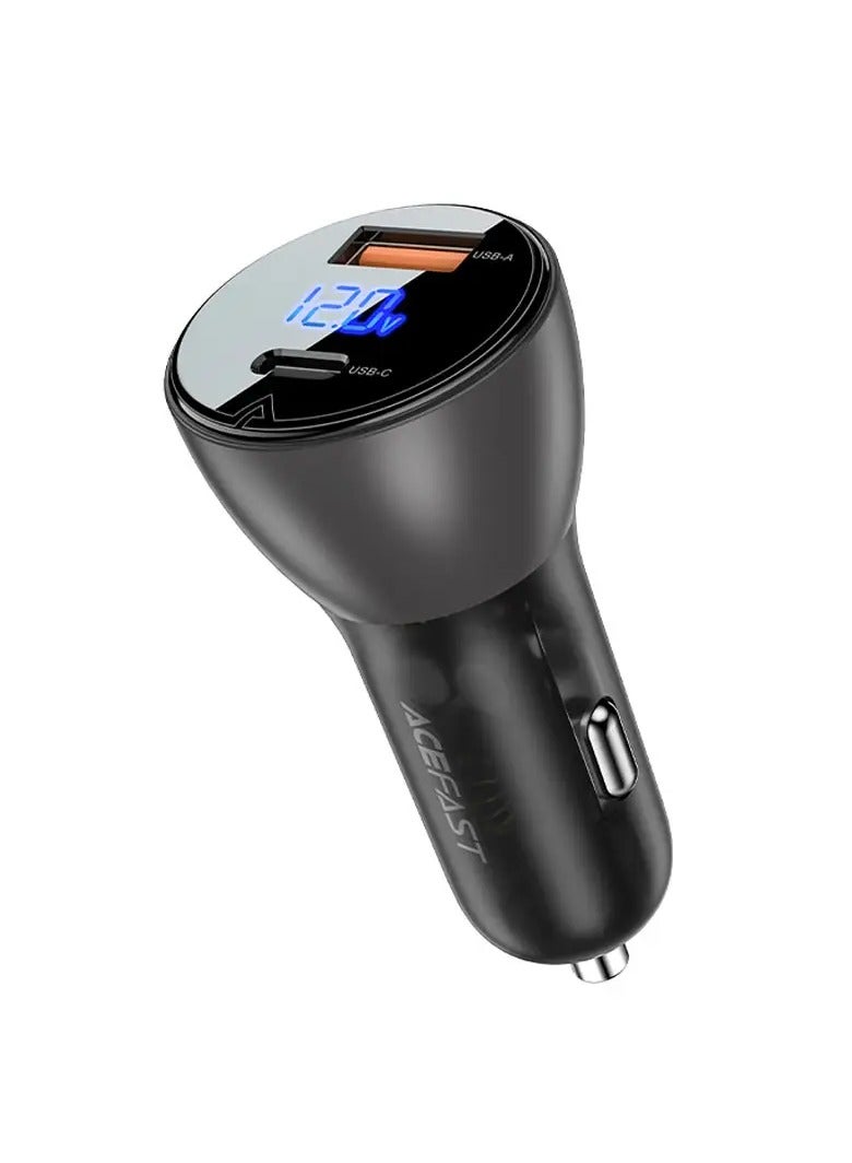 ACEFAST B6 metal Car Charger 63W USB-A+USB-C with Digital display - Image 1