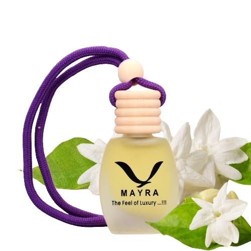 Radiant Mayra Premium Car Air Freshener, 10 ML, Lavender Fragrance, Natural Essential Oils, Glass Bottle with Wooden Diffuser Lid, Long Lasting up to 45 Days (Mogra) - Image 1