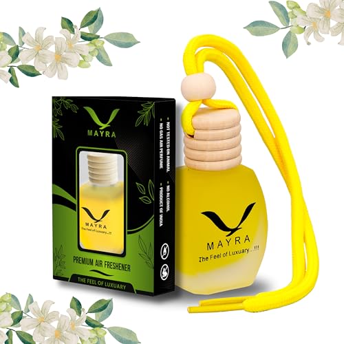 Radiant Mayra Premium Car Air Freshener, 10 ML, Lavender Fragrance, Natural Essential Oils, Glass Bottle with Wooden Diffuser Lid, Long Lasting up to 45 Days (Mogra) - Image 2