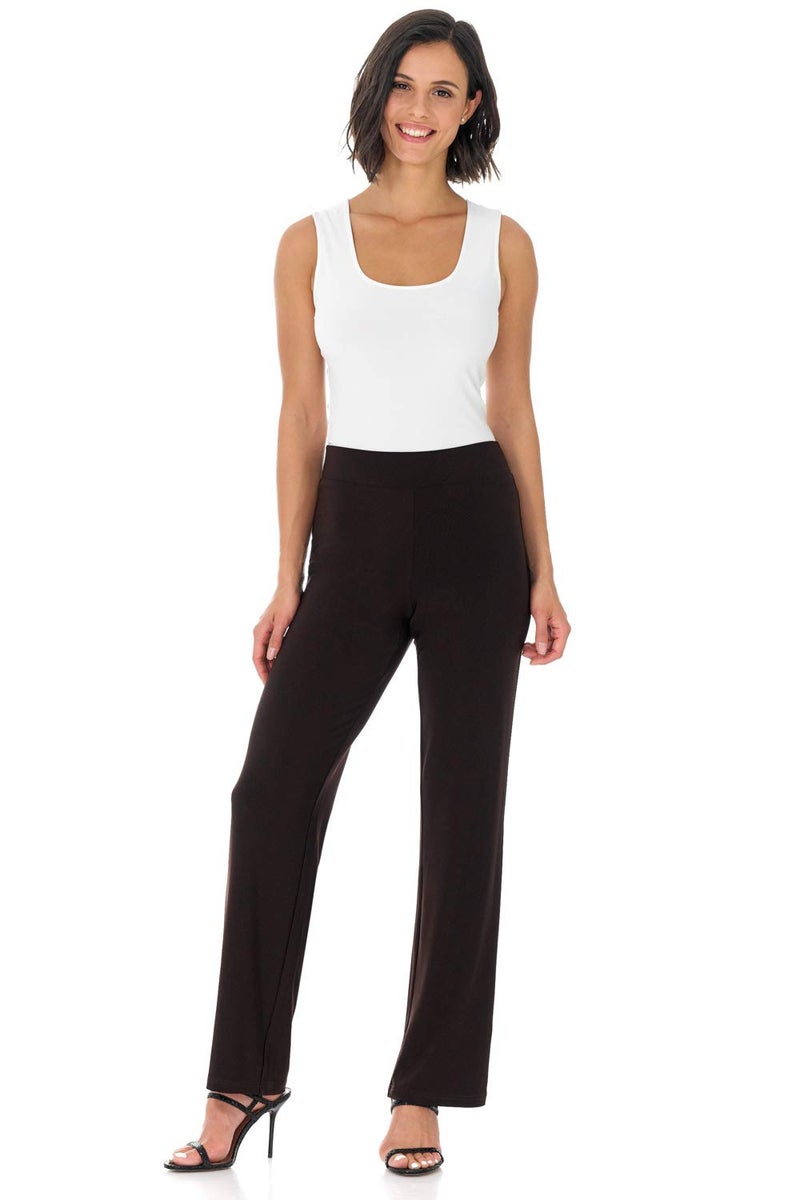 Rekucci Travel in Style Women's Soft Knit Classic Straight Leg Pant (X-Small, Espresso) - Image 4