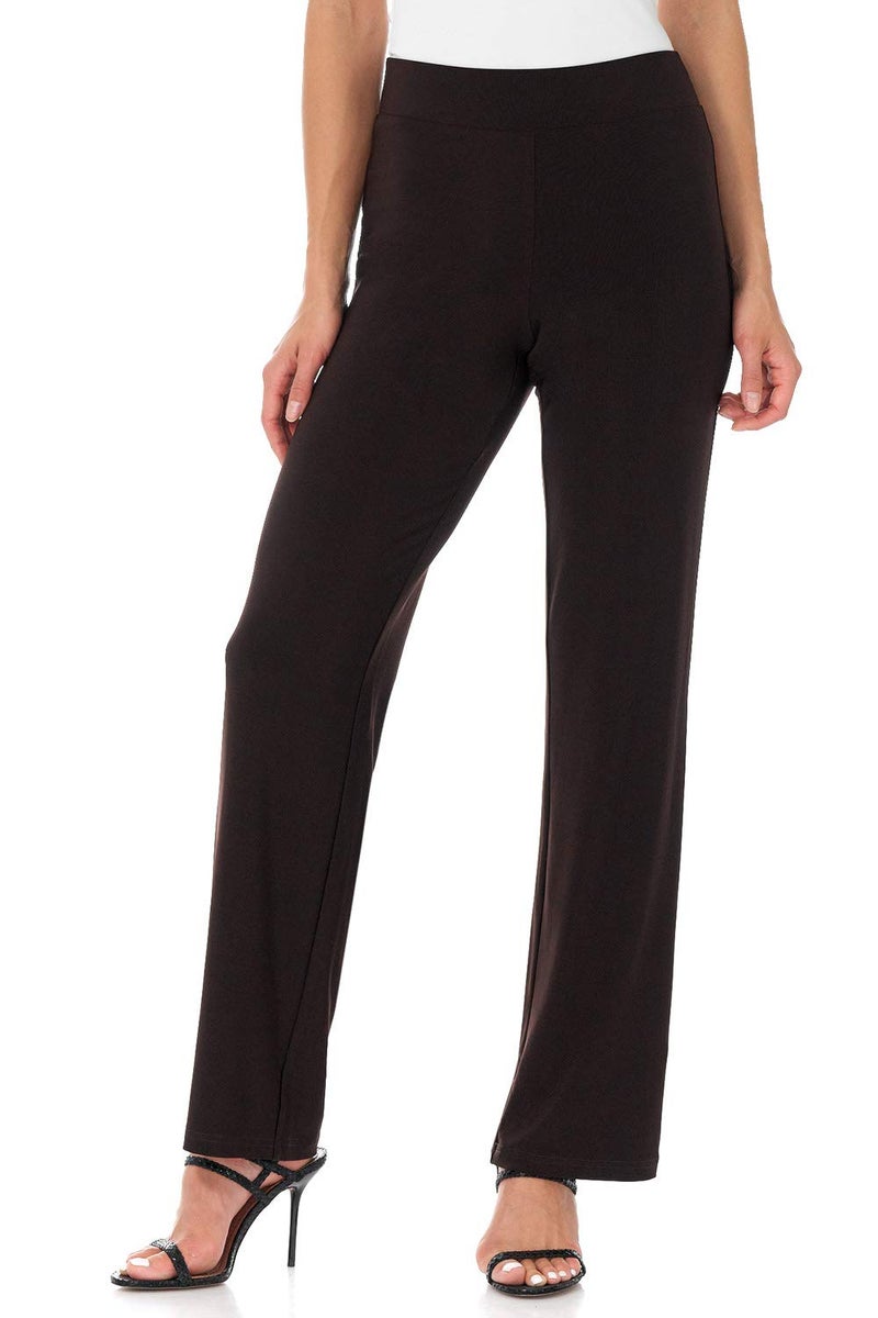 Rekucci Travel in Style Women's Soft Knit Classic Straight Leg Pant (X-Small, Espresso) - Image 1