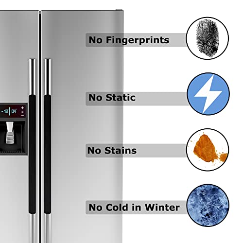 Daixers 3PCS Refrigerator Door Handle Covers Kitchen Decor Keep Appliance Clean Anti-Static Stains for Fridge Dishwashers Velvet (Black) - Image 3