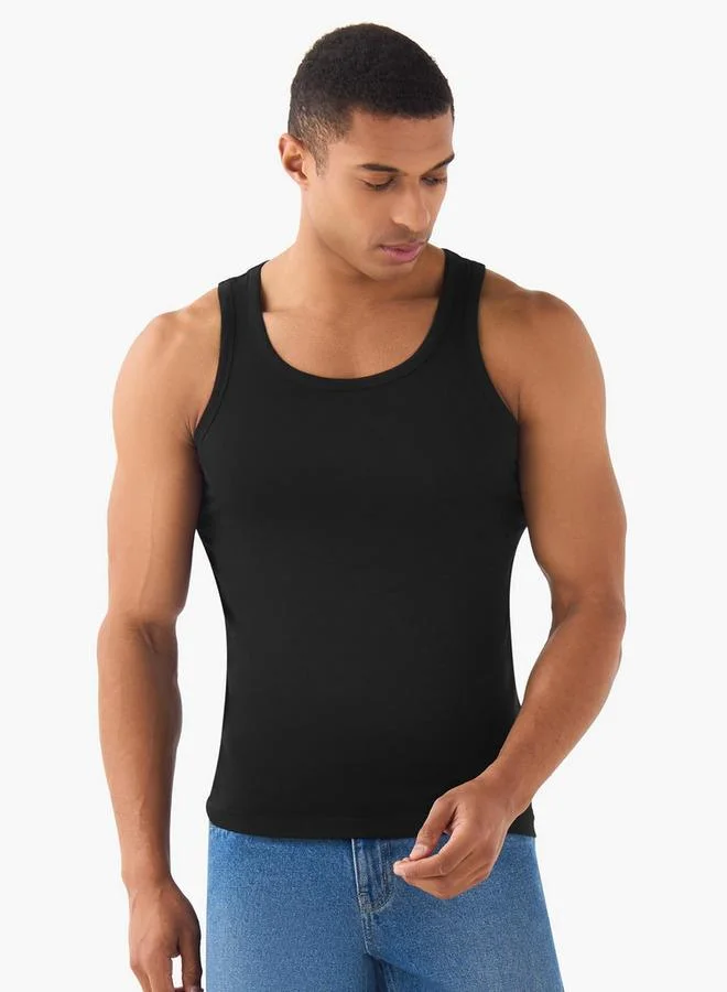 سبلاش فيڤ Men Ribbed Cotton Vest   Pack of 3