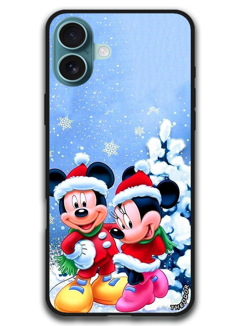 Theodor Protective Case Anti Scratch Shock Proof Bumper Cover For iPhone 16 (6.1)-inch Mickey & Minnie Mouse - Image 1