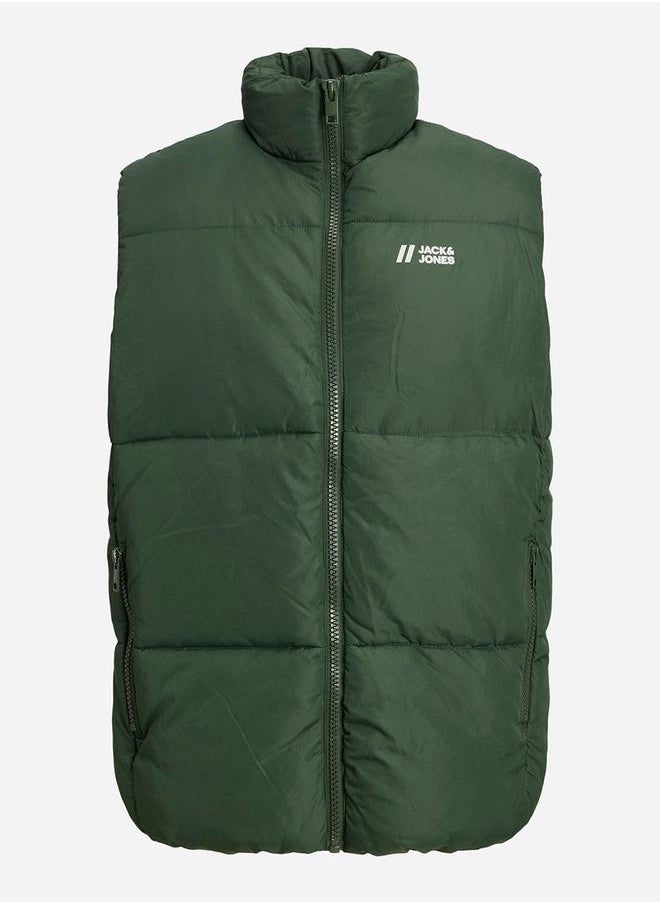 JACK & JONES - Logo Print High Neck Sleeveless Padded Jacket - Image 1