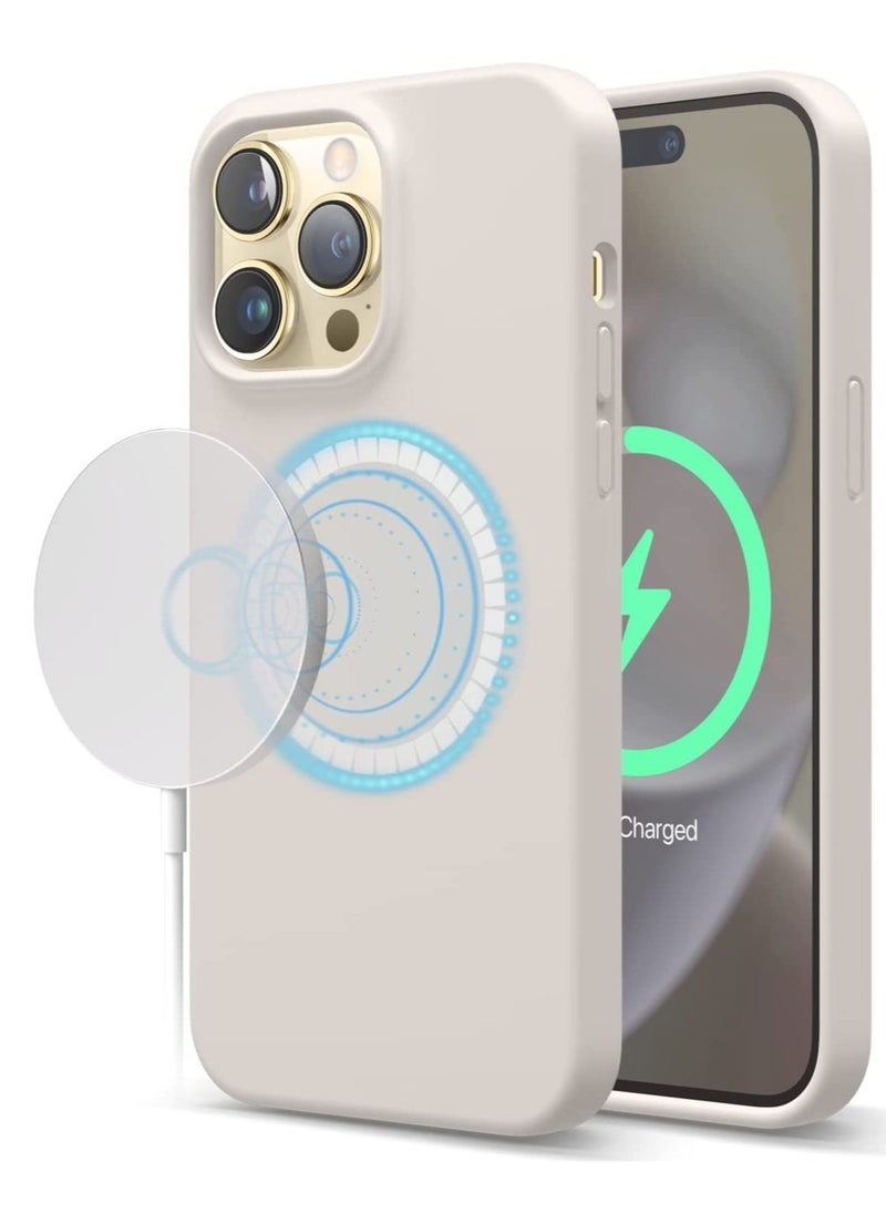 ELTRAZONE Silicone for iPhone 14 Pro MAX case cover Shockproof compatible with MagSafe - Stone - Image 1