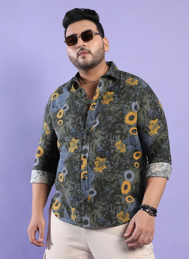 Instafab Plus Instafab Plus Men's Multicolour Botanical Abstract Shirt For Casual Wear | Spread Collar | Long Sleeve | Button Closure | Cotton Shirt Crafted With Comfort Fit For Everyday Wear