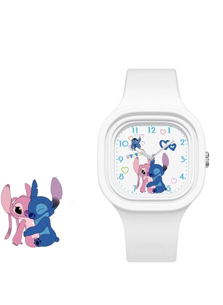 Stitch Cartoon Skin Feel Silicone High Quality Watch White - Image 1