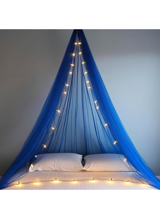 1iAM مجموعة إضاءة شبكية زرقاء للغابات من 1iAM، قطعة واحدة 5×15 مترًا، 164×5 أقدام، خلفية شبكية شفافة للزينة على شكل كابانا زرقاء للغابات، قطعة واحدة 34 قدمًا، 38 لمبة بما في ذلك إضاءة الأرز لعيد الميلاد والذكرى السنوية وحفلات الحناء