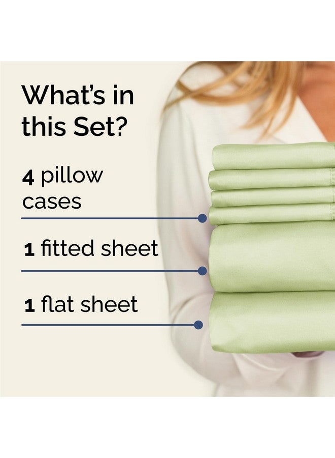 CGK Unlimited King 6 Piece Sheet Set - Comfy, Breathable & Cooling - Hotel Luxury Bedding for Women, Men, Kids & Teens - 1 Flat & 1 Fitted Sheet & 4 Pillowcases w/ Deep Pockets - Soft and Wrinkle Free - Light Sage - Image 2