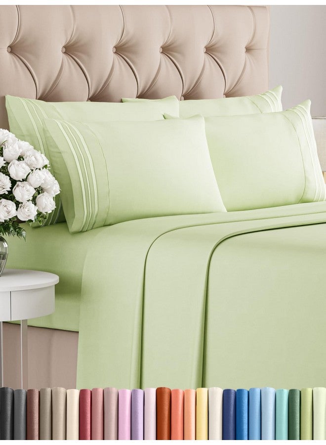CGK Unlimited King 6 Piece Sheet Set - Comfy, Breathable & Cooling - Hotel Luxury Bedding for Women, Men, Kids & Teens - 1 Flat & 1 Fitted Sheet & 4 Pillowcases w/ Deep Pockets - Soft and Wrinkle Free - Light Sage - Image 1