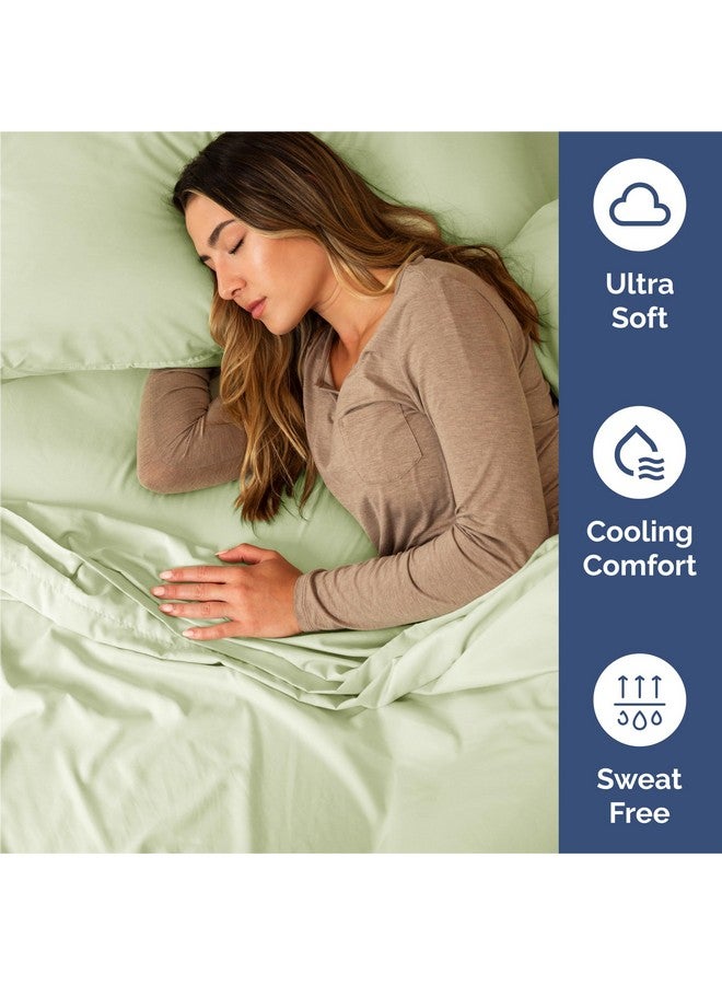 CGK Unlimited King 6 Piece Sheet Set - Comfy, Breathable & Cooling - Hotel Luxury Bedding for Women, Men, Kids & Teens - 1 Flat & 1 Fitted Sheet & 4 Pillowcases w/ Deep Pockets - Soft and Wrinkle Free - Light Sage - Image 4