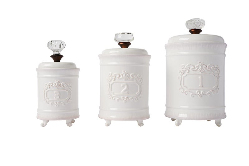 Mud Pie Kitchen Canister (Set of 3), White - Image 1