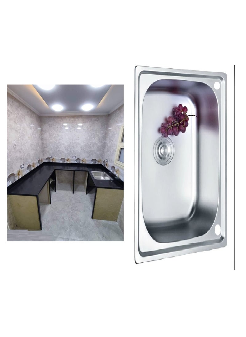Generic 3-piece mixer set with large sink, 62 cm x 45 cm, including drain  - Image 2