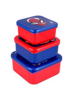 Disney 3 Piece Nesting Snack Boxes Set Spiderman Full Web BPA Free Containers Space Saving and Portable Storage Snack Box  - Image 1