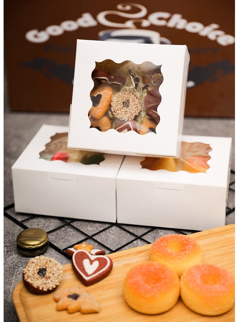 60pcs Small Cookie Boxes with Window,,4x4x2.5inches Thick Bakery Boxes with Stickers Dessert &  Cookie Boxes for Mini Cake Treat Dessert Pastry Donuts Macaroon Strawberries Chocolate - Image 4
