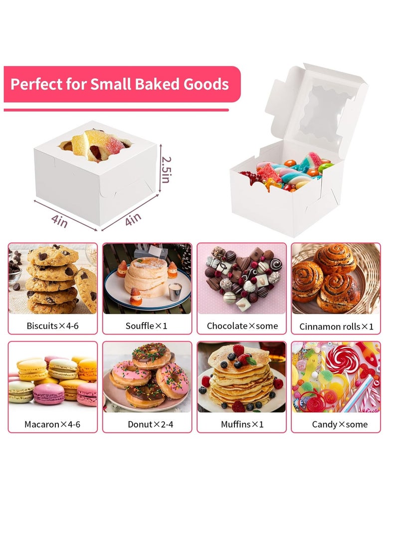 60pcs Small Cookie Boxes with Window,,4x4x2.5inches Thick Bakery Boxes with Stickers Dessert &  Cookie Boxes for Mini Cake Treat Dessert Pastry Donuts Macaroon Strawberries Chocolate - Image 5