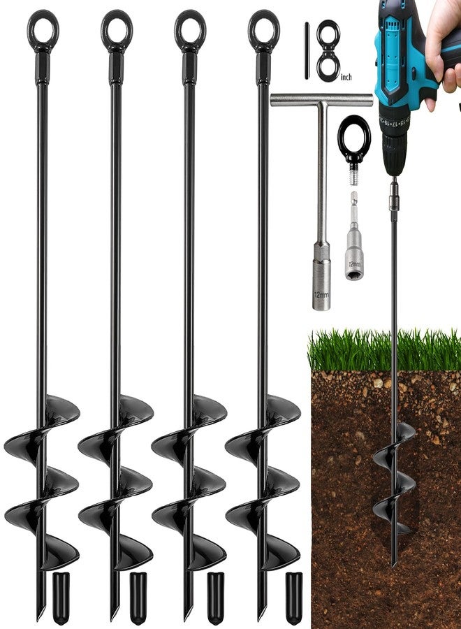 Fabulas Ground Anchors Heavy Duty, Swing Set Anchor Kit 18 Inch 4 Pack Screw in Earth Anchors Trampoline Stakes High Wind Metal Auger Anchor for Shed Tent Carports Securing Animals Camping Mobile Home - Image 1
