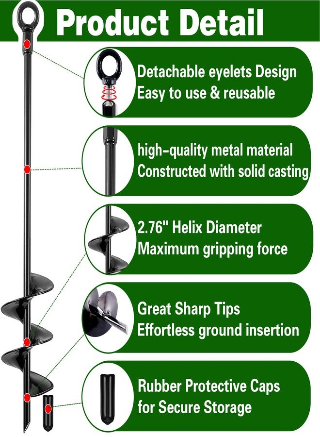 Fabulas Ground Anchors Heavy Duty, Swing Set Anchor Kit 18 Inch 4 Pack Screw in Earth Anchors Trampoline Stakes High Wind Metal Auger Anchor for Shed Tent Carports Securing Animals Camping Mobile Home - Image 2