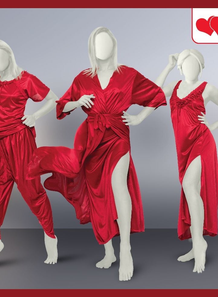 Women's 6 Pcs Silky Sleepwear, Nighwear For Women, Bridal Nightgown For Womens Lingerie 