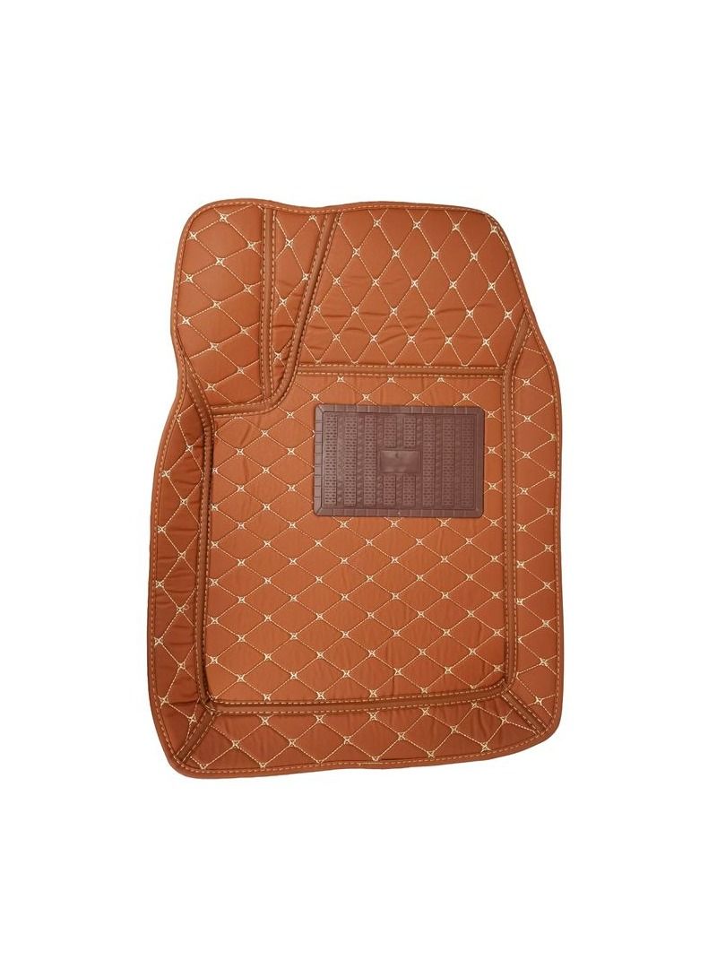 Brown color Premium & High Quality Universal 3D to 3D Floor Mat For Car  - 5 Pcs Set - Image 3