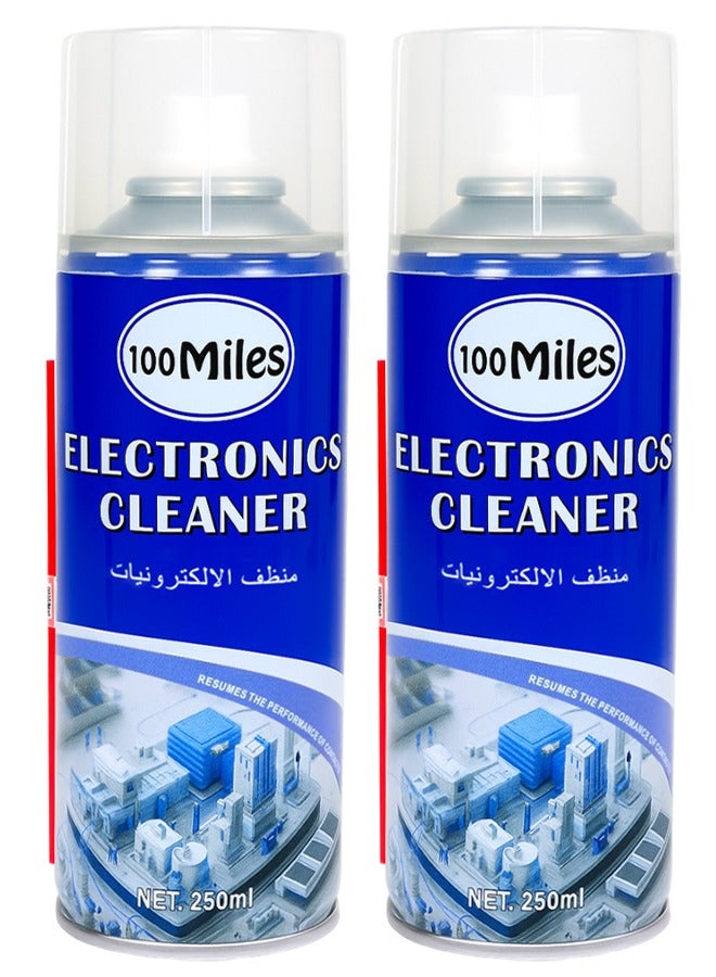 100Miles 2PCS 100Miles Electronics Cleaner Spray 250ml Electronic Contact Cleaner Fast Dry Electrical Cleaning Spray for Circuit Boards Switches Connectors PCBs Audio Equipment Computer Components Dust Removal Maintenance Cleaner - Image 1
