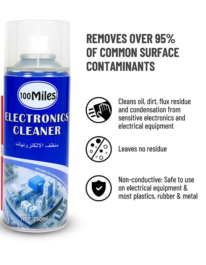 100Miles 2PCS 100Miles Electronics Cleaner Spray 250ml Electronic Contact Cleaner Fast Dry Electrical Cleaning Spray for Circuit Boards Switches Connectors PCBs Audio Equipment Computer Components Dust Removal Maintenance Cleaner - Image 2