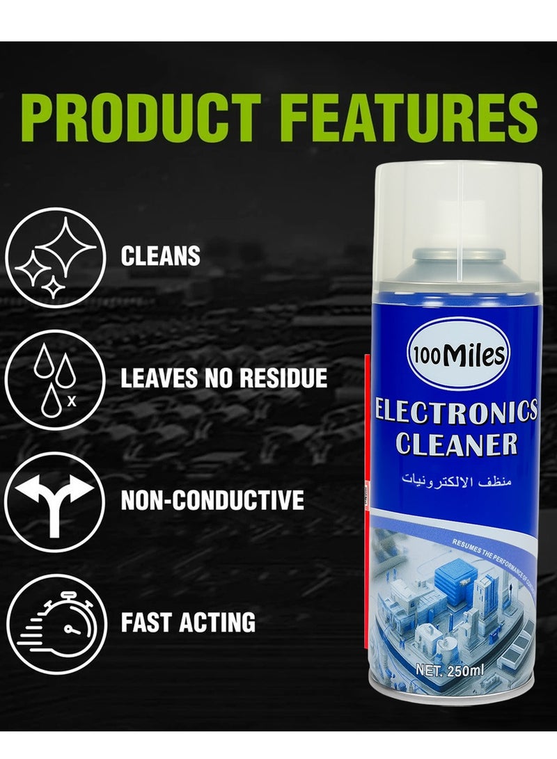 100Miles 2PCS 100Miles Electronics Cleaner Spray 250ml Electronic Contact Cleaner Fast Dry Electrical Cleaning Spray for Circuit Boards Switches Connectors PCBs Audio Equipment Computer Components Dust Removal Maintenance Cleaner - Image 5