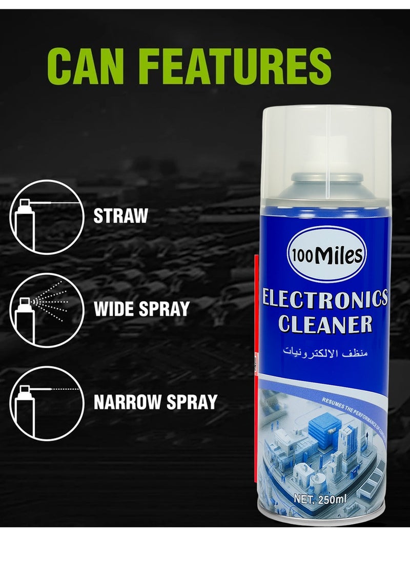 100Miles 2PCS 100Miles Electronics Cleaner Spray 250ml Electronic Contact Cleaner Fast Dry Electrical Cleaning Spray for Circuit Boards Switches Connectors PCBs Audio Equipment Computer Components Dust Removal Maintenance Cleaner - Image 3