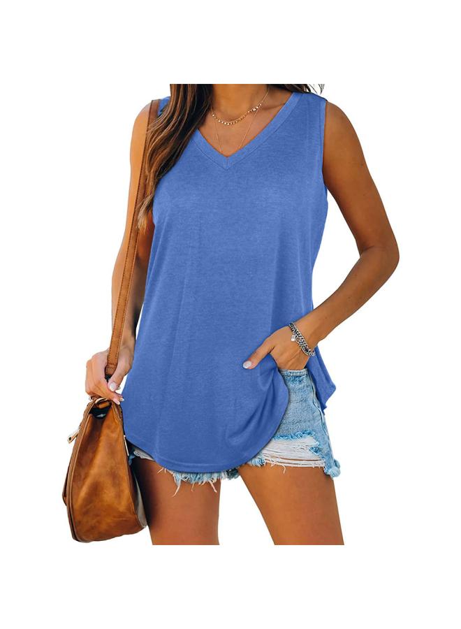New European And American Popular V-neck Dovetail Sleeveless Vest T-shirt Custom Women's Clothing