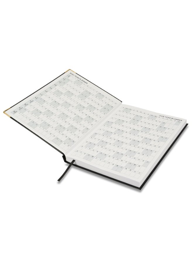 FIS 2026 Diary, A4 Size Diary(210x297mm), Hard Cover Vinyl Materials, 1 Side Padded Cover, Golden Corners, English, 60gsm White Paper, Black Color-FSDI42E26BK - Image 2