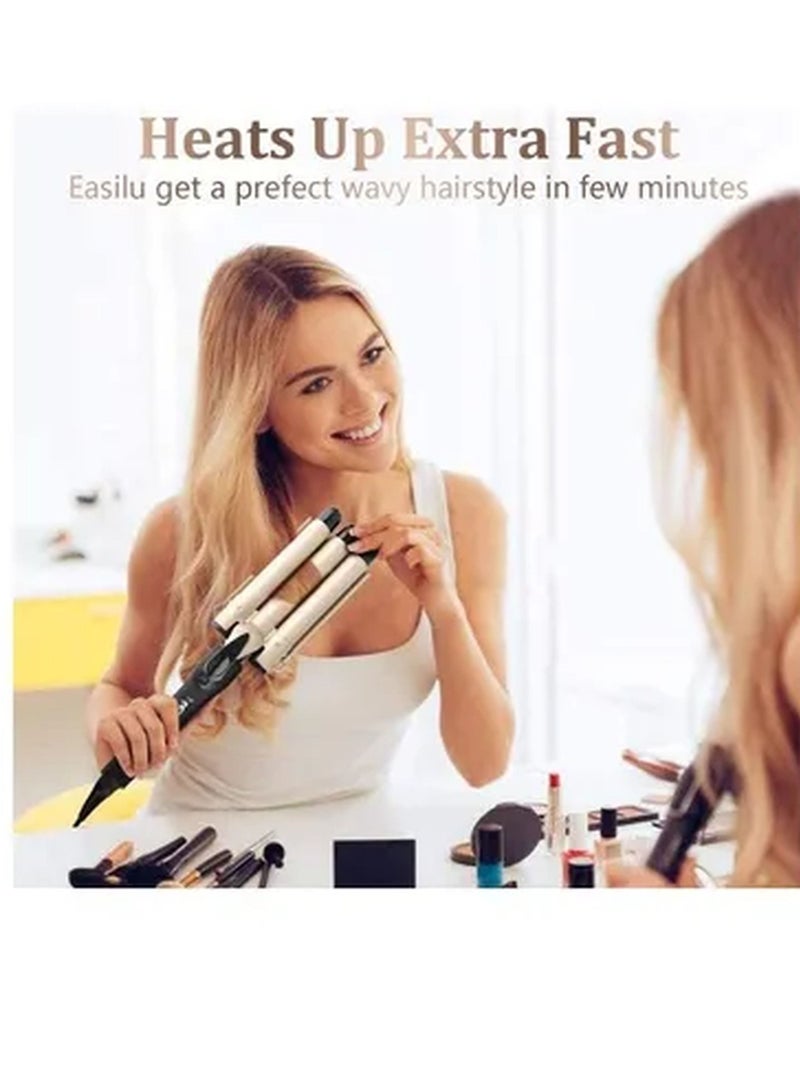 XiuWoo 3-Barrel Curling Iron Wand Hair Crimper Golden/Black - Image 5