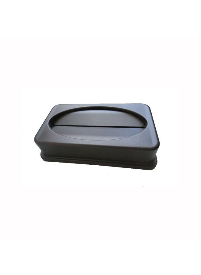 Restaurantware LID ONLY: RW Clean 1 Swing Top Trash Bin Lid, Fits 23 Gallon Trash Can - Two Flaps, Black Plastic Lid For Waste Basket, Heavy-Duty, Trash Can Sold Separately - Image 1