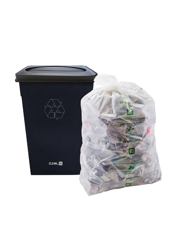 Restaurantware LID ONLY: RW Clean 1 Swing Top Trash Bin Lid, Fits 23 Gallon Trash Can - Two Flaps, Black Plastic Lid For Waste Basket, Heavy-Duty, Trash Can Sold Separately - Image 2