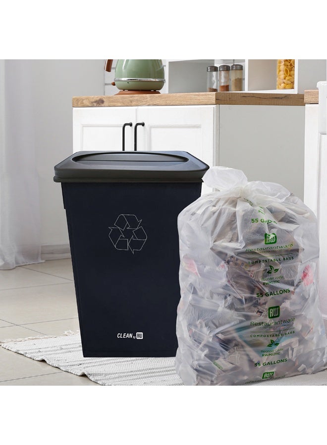 Restaurantware LID ONLY: RW Clean 1 Swing Top Trash Bin Lid, Fits 23 Gallon Trash Can - Two Flaps, Black Plastic Lid For Waste Basket, Heavy-Duty, Trash Can Sold Separately - Image 3